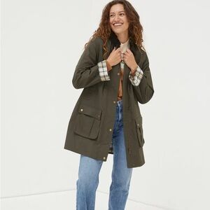 Fat Face Green Hampshire Dry Wax Swing Coat